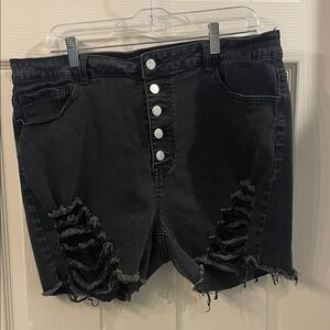 SHEIN curve Black Denim Shorts